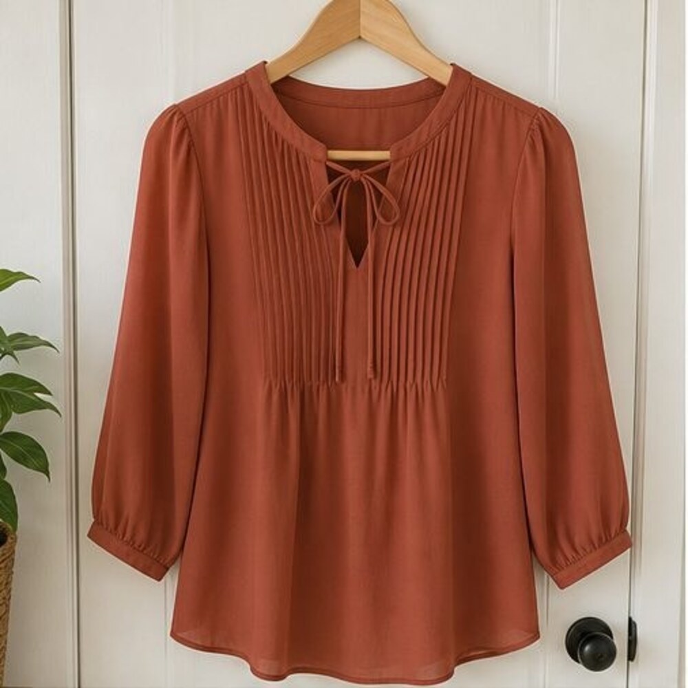 Rust Pleated Blouse